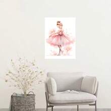 1/6PCS Optional Frame Posters Wall Arts Modern Pink Ballerina Girl Unicorn Butterfly Poster Kids Room Decorative Posters Wall Bedroom Decor ,Wall Art With Frame