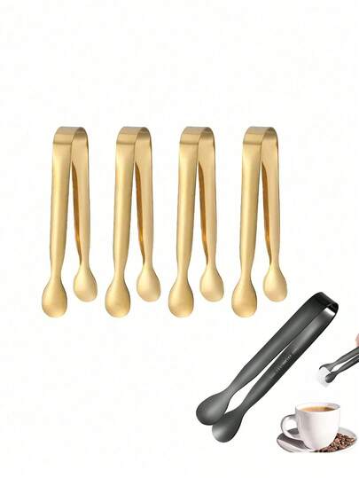 1pc/2pcs/6pcs Cute Heart-Shaped Mini Clips, Stainless Steel Ice Cube Tongs, Sugar Cubes Clips, Suitable For Appetizers And Fruits, Ideal For Cafes, Tea Parties And More