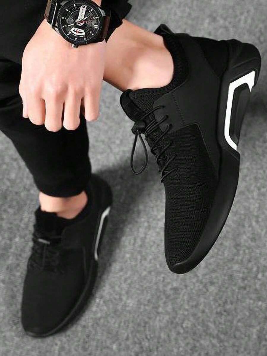 Los Hombres Suaves Y Cómodas Zapatillas De Deporte Casual Ligero, Antideslizante Y Resistente Al Desgaste, Con Colores De Primera Calidad, Zapatos De Tenis Negro De Los Hombres, Adecuado Para Los Entrenamientos, Correr, Viajar Y Ropa Casual Diaria. - Blanco y Negro - Ver 1