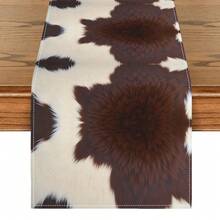 1 件动物桌旗 牛皮 农场动物 西部动物纹理 牛图案 豹纹 斑马图案 农舍桌旗 可水洗 户外室内派对 厨房家居餐桌梳妆台中心装饰 客厅圆桌咖啡桌晚餐长方形桌子餐厅装饰
