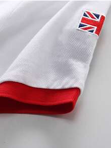 New Men's Polo Shirt, Short Sleeve, Football Embroidery, White Color, British Style, Sports/Casual, Color Blocking, High-Quality Loose Fit, Breathable, Comfortable, Side Slit, Luxury High-End Imported, 3D Embroidery, Exquisite Emblem, Original Design, - White - View 4