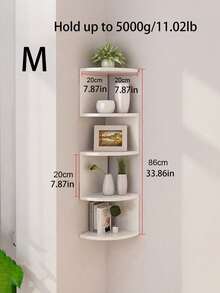1pc Corner Wall Mounted Triangular Shelf Unit, Multi-Layer Storage Rack, No-Drill Wall Shelf For Living Room, Bedroom, Home Use - White - View 5