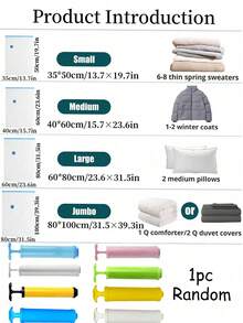 1/2/3/5 pezzi Sacchetti per il sottovuoto salvaspazio con 1 pompa manuale - Riutilizzabili, borse da viaggio in plastica portatili, sacchetti per conservare i vestiti, sacchetti per il sottovuoto in PET, semplici sacchetti per la compressione sottovuoto trasparenti per uso domestico per vestiti, coperte, camicie, organizzatore salvaspazio per casa, dormitorio, armadio, camera da letto, bagno, decorazioni. Sacchetti per la scuola, accessori scolastici, roba scolastica