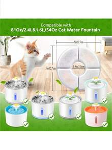 20 pezzi [Rotondi] Filtri di ricambio per fontana per gatti, compatibili con fontane per gatti da 80oz/2,4l, sistema multi-filtro con filtro al carbone attivo, adatti per fontane automatiche per animali domestici, adatti per distributori d'acqua per gatti e cani, prevengono la perdita di peli degli animali, evitano l'ingestione accidentale, proteggono la salute degli animali domestici, regalano il miglior regalo di compleanno per gli animali