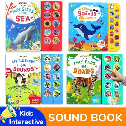 beartale 10 键感官玩具、儿童有声读物、婴儿需要早期学习的益智玩具、10 种生动的动物声音，采用耐用材料，可更换电池，增强孩子的互动学习、记忆力和感官发育、婴儿玩具、男孩玩具、儿童派对礼物、女孩玩具、蒙特梭利玩具、教具、学习材料、课堂玩具、儿童游戏、学生、文具、学校用品、迎婴派对用品、儿童生日礼物