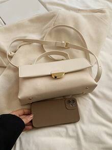 2025 Fashionable Personalized Contrast Color Shoulder Diagonal Crossbody Handbag, Versatile Women Small Square Bag - Beige - View 7