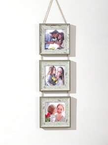 1pc Light Walnut Triple 4-Inch Simple Creative Rope Memorial Photo Frame, Suitable For Hallway, Bedroom, Office, Mother's Day Gift