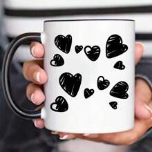 Black And White Creative Love Pattern Mug, Material: Porcelain Back To School