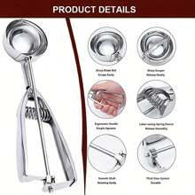 1/2/3 szt. Łyżki do lodów ze stali nierdzewnej, łyżki do ciasteczek ze stali nierdzewnej, łyżki do ciasteczek do pieczenia, łyżka do lodów ze spustem, łyżka do ciasteczek owocowych do pieczenia, łyżka do babeczek S/M/L