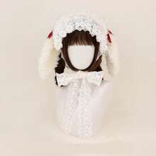 Cute Floppy Bunny Ears Tie Up Bows Lace Headbands For Women Costume Accessories Cosplay Props For Party Favors - 紅色 - 查看 2
