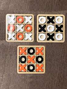 1 件木制 XO 井字棋逻辑思维大脑桌面游戏三重井字棋玩具培养耐心休闲缓解压力玩具，派对聚会