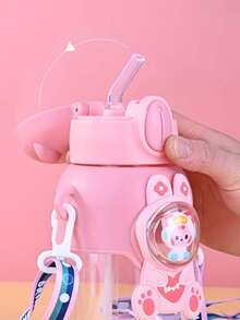 1 个 21 盎司可爱卡通水瓶，带盖和吸管 - 便携式防漏运动杯，适合儿童和成人 - PC 材质 - 有趣的宇航员和动物设计 - 非常适合旅行、露营、家庭、学校或礼物、婚礼装饰、圣诞装饰、生日装饰、生日礼物、圣诞餐桌装饰、圣诞节、圣诞装饰、圣诞礼物