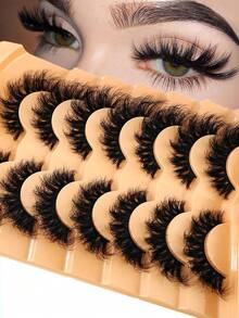 HBZGTLAD NEW 2 Box 14 Pairs Pairs Cat Eye Lashes Fluffy Faux Mink Lashes 8D Wispy Lashes Pack Dramatic Long Thick Volume Eyelashes False Eyelas - 6D-H34 - Xem 2