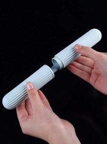 1pc Portable Toothbrush Case, Plastic Portable Toothbrush Carrying Case For Outdoor, Travel Bathroom Bathroom Decor Summer