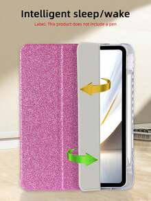 1个透明亚克力三折闪光紫红色平板电脑保护套,闪亮时尚,适用于iPad Mini 6/Mini 7/Air 1/Air 2/9.7/10.2/10.5/Air 4/Air 5/10.9/Pro 11/第十代/A16 2024 2025,内置笔槽,高透明亚克力后盖,三折可调节支架,磁吸式/自动休眠唤醒功能 - 玫紅色 - 查看 7