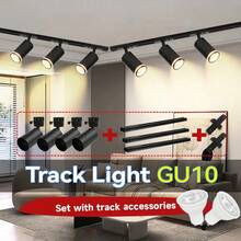 （套装）3个/4个/6个LED吸顶灯 GU10吊灯，可更换灯泡 110V-220V轨道灯，嵌入式射灯，适用于家居装饰卧室吊灯壁灯 - GU10軌道燈(可更換燈泡) - 查看 4