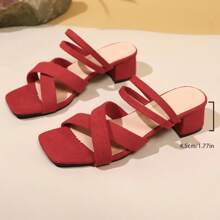 Women's Sexy Criss-Cross Strap Sandals, Minimalist Design, Chunky Heel, Open Toe