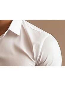 Camisa de vestir de manga larga de color negro sólido y uso versátil para hombre, casual de negocios