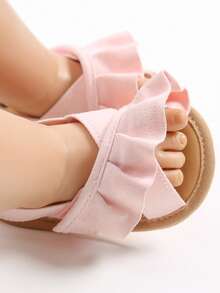 Sandalias de flores con suela suave para bebés/niños pequeños, adecuadas para recién nacidos, pre-caminantes, zapatos de cuna - Rosa - Ver 11