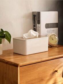 1 Piece Bamboo And Wood Design Tissue Box Cover, Rectangle Shape, Multi-Color Options, Household Items, Tabletop, Home Decor, Home Organization & Storage, Room Decor, Kitchen Accessories, Kitchen Tools, Kitchen Organizer, Travel, Holiday, Tissue Box Holder - Multicolor - View 2