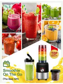 2-In-1 Multipurpose Blenders For Smoothies With 22oz No-BPA Portable Bottle, Coffee/Spices Jar Bottle For Grinder, New - Black - View 4