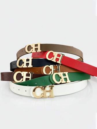 Women's Belt With Golden CH Buckle - Versatile Accessory Suitable For Jeans, Dresses, Casual & Streetwear Outfits | Suitable For Commuting, Parties, Weddings And More