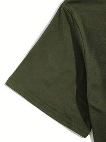 Camiseta de manga corta y cuello redondo con estampado de mapa náutico para hombres de talla grande, para verano - Verde militar - Ver 5