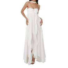 Women's Halter Neck Sexy Split Cocktail Party Maxi Long Formal Dress Summer Sleeveless Irregular Ruffled Hem Backless Holiday Beach Dress Clubwear Streetwear - White - View 8