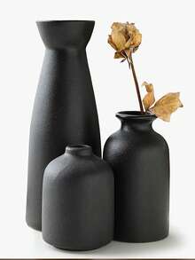Decoración minimalista, jarrón de flores secas, mesa de comedor moderna, arreglo floral para sala de estar, set de jarrones, decoración, arreglo floral para sala de estar, decoración de jarrón blanco, estilo Ins, alto valor estético, arreglo floral, decoración de sala de estar, jarrón de flores minimalista nórdico moderno, arreglo de flores artificiales, sala de estar del hogar, set de arreglo floral de escritorio, jarrón de vidrio para decoración del hogar - Negro - Ver 2