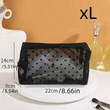 5pcs/Set Black Mesh Organizer Bags, Portable Cosmetic Makeup Toiletry Storage Pouch, Simple Travel Makeup Bag