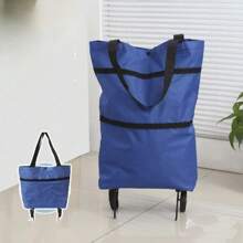 Foldable Wheeled Grocery Cart, Portable Waterproof Shopping Tote Bag