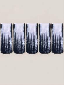 1/5 Pairs Foot Bone Printed Personalized Short Socks, Unisex - Multicolor - View 7