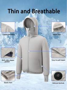 Men's Outdoor Casual Work Solid Color Hoodie Air Conditioner Jacket With USB Cooling Fan