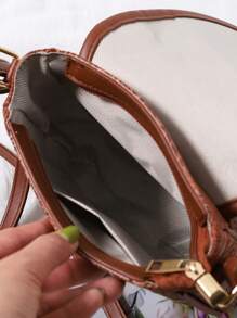 Bolso cruzado con estampado de flores en relieve para mujer, bolso de hombro vintage tipo silla de montar, bolso bandolera de mujer de piel sintética PU con diseño lindo para teléfono celular, bolso básico y versátil para uso diario, perfecto para eventos tipo rodeo