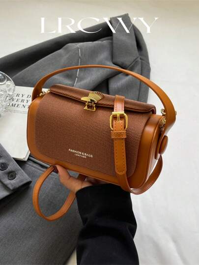 Women's Fashion Oblique Sling Box-Shaped Tote Bag, Elegant Minimalist Design, Spacious Capacity