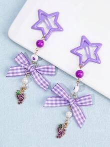 2个红色草莓樱桃发夹，带蝴蝶结，可爱甜美BB发夹，带长吊坠，适合作为礼物、发饰、情人节礼物、发卡、爪夹、学习用品、头部饰品、发夹 - 彩色 - 查看 16