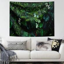 1pc Green Plant Hanging Tapestry, Background Decor, Wall Decor, Polyester Tapestry, Living Room, Bedroom, Office Wall Decoration, College Dorm, Home Decor, Party Decor, Printed Rectangular Kitchen Wall Hanging Fabric With Draping Effect, Comes With 3 Wall Nails And 2 Clips