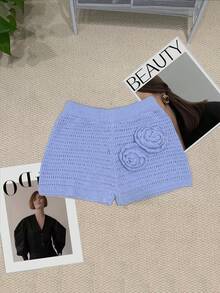 New Arrival Women's Sexy Blue Knitted Sweater With Unique Design, Fatale Style - Blue - View 4