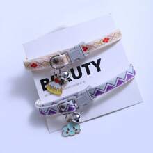 2 pièces Collier pour animaux de compagnie avec pendentif à fleur/patte, cadeau de vacances réglable pour chiens et chats