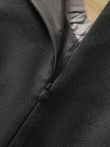 Grey 2 In 1 Dress, New Spring 2025 Collection, Long Sleeve Spliced Waist V-Neck Style, Work Appropriate - Dark Grey - View 9