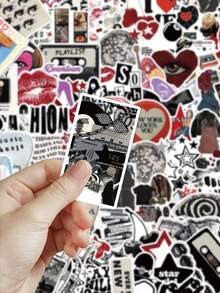 100pcs Y2K Downtown Theme Subculture Sticker Collection For Laptop Notepad Luggage Decoration Stickers Can Be Used As A Gift For Good Friends - Khaki - View 8