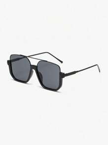 Fashionable Casual Oversized Double Bridge Clear Lens Glasses