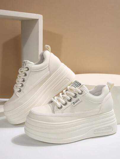 Fall/Winter Women's Casual Sneakers New Arrival Fashionable White And Black Thick Sole Platform Shoes