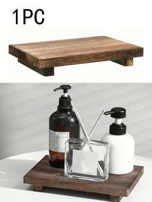 1pc Wooden Bathroom Countertop Tray, Striped Pattern Soap Holder, Candlestick Home Decor Display Tray, Serving Snacks, Drinks, Sushi, Steak, Desserts, Cakes, Breads, Breakfast, Tea - Solid Wood Bathroom Tray, Kitchen Display Tray,Christmas - 1Pcs - View 6