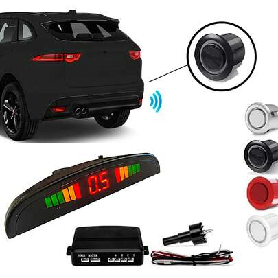 Sensor Estacionamento De Ré Branco Preto Prata 18mm 4 Pontos Display Led Universal