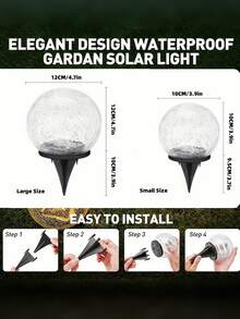 1 件太阳能户外庭院灯，30LED 裂纹玻璃球灯，地面景观花园装饰灯，户外装饰水晶球埋地灯，花园装饰冰球灯适用于小道/露台/草坪/庭院太阳能球装饰灯（包括地桩）