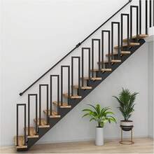 PERRTWDLF Treppengeländer Innen Schwarz, Treppengeländer U-Form, U-förmiges Geländer Treppenhaus Außen, Metallhandlauf Treppe Terrasse Korridor Apartment Villa, Geländer Vertikale Installation, 90cm - Schwarz vertikal - Übersicht 2