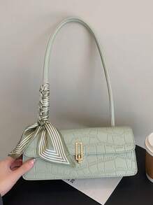 Neuer einfarbiger PU Schal-Beutel mit Reißverschluss-Innenfutter, modischer und vielseitiger französischer Achselbeutel, Damen Baguette-Tasche geeignet für tägliche Ausgänge von Damen, Einkaufspartys, Freundinnen, Weihnachts- und Valentinstaggeschenke