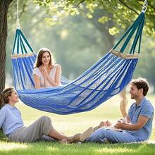 Hamac d'extérieur, hamac en maille super doux et respirant, fabriqué en nylon rafraîchissant, convient pour l'intérieur, le balcon, le patio, le jardin, le camping, le trekking - Multicolore - Voir 9