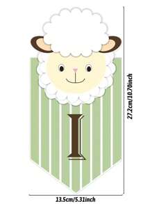 1 Set Eid Al Adha Cartoon Schaf bedruckte Fahne, süßes Lamm Thema Ziehfahne für Eid Al Adha, muslimisches Eid Al Fitr Festival Feier Dekoration